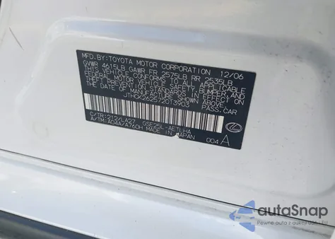 2007 Lexus Is 250 z USA, uszkodzony, nr VIN JTHCK262572013903